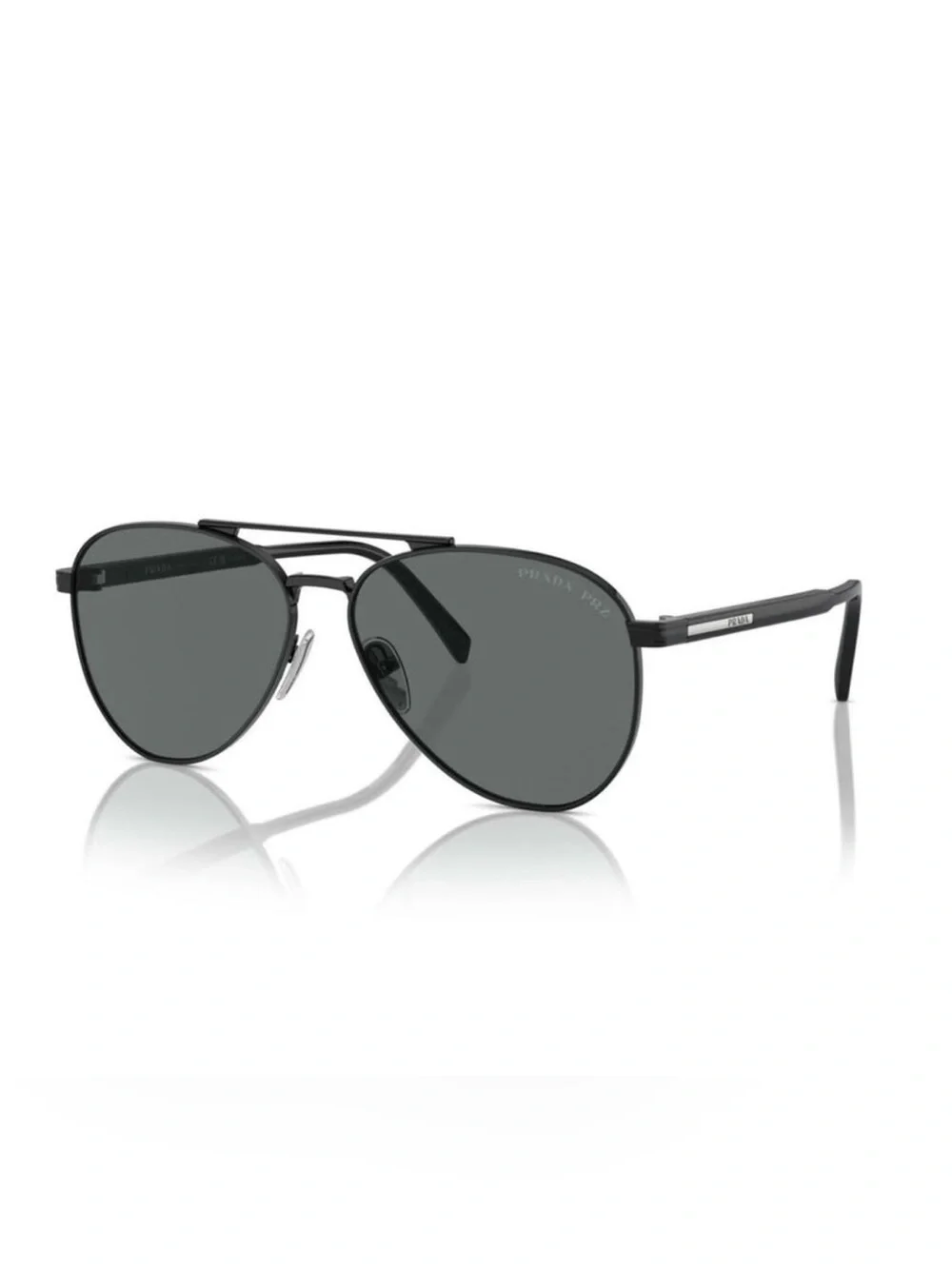 Prada Men’s Black Aviator Sunglasses with Dark Gray Lenses